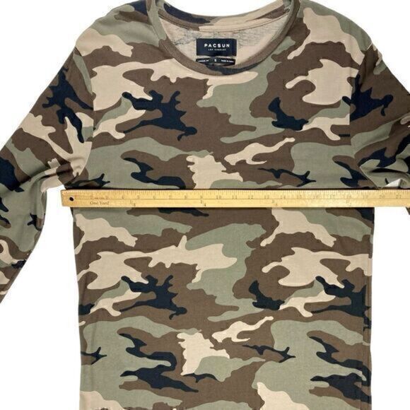 PacSun Camo T Shirt Mens Size Small Longer Fit Long Sleeve Crew Neck Pull Over - Picture 7 of 14
